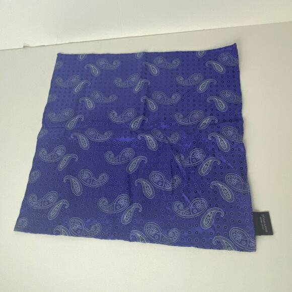 100% SIlk Pocket Squares Lot of 2 Paisley Blue/Purple Simone and Luigi 12.5" - Picture 2 of 8